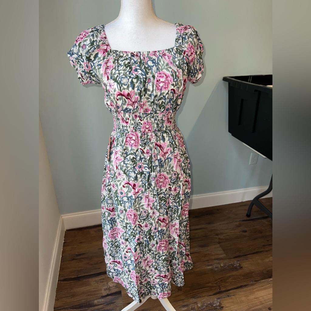 Ivy City Co Flower Midi W/ White Tie Size Xs